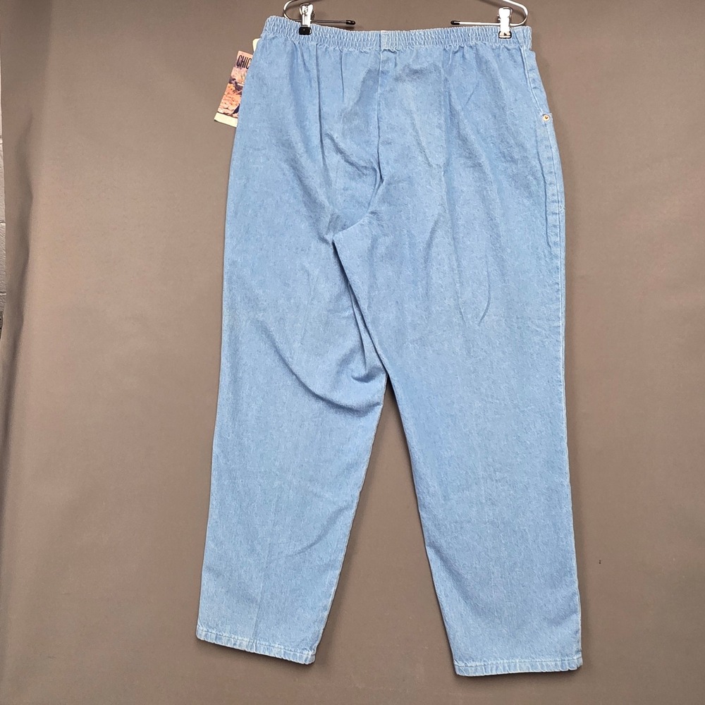 Vintage Chic Casuals Blue Denim Elastic Waist Rivet Pants 18 Petite NWT